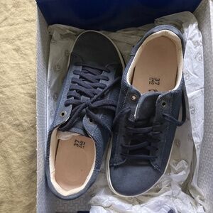 Birkenstock Bend blue fabric Midnight 37 narrow New in box